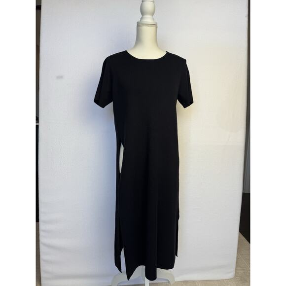 NWOT Eileen Fisher 100% Wool Short Sleeve Tunic High Slit Dress size Petite M - Picture 2 of 8
